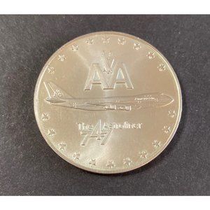 Vtg American Airlines Boeing 747 Inaugural Astroliner Flight Medal March 1970